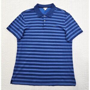 Calvin Klein Polo Shirt Men's M Blue Stripe Tennis Golf EUC Short Sleeve LN